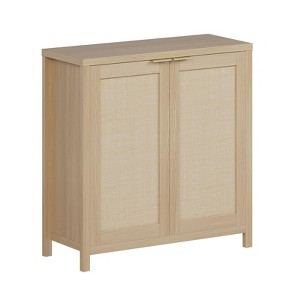 Rattan Storage Cabinet with Doors, Mid-Century Modern Buffet Sideboard with Adjustable Shelves, for Kitchen, Living Room - 1 of 4