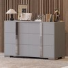 KIGFTSOD Elegant Modern Dresser with Metal Handle,Mirrored Storage Cabinet with 6 Drawers for Bedroom,Living Room,Gray - 3 of 4