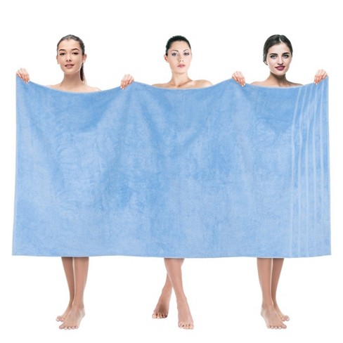 4 Pack Bath Towel Set, 100% Turkish Cotton Bath Towels for Bathroom, Super Soft, Extra Large Bath Towels Colonial-Blue