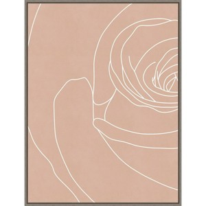 22" x 30" Blush Flowers III by Sarah Leonard Framed Canvas Wall Art Gray Wash - Amanti Art: Modern Botanical Decor - 1 of 4