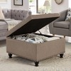 PAGED Traditional Button-Tufted Ottoman with Storage, Large Square Storage Bench with Spindle Legs & Nail Trims, Upholstered Ottoman Coffee Table - 2 of 4