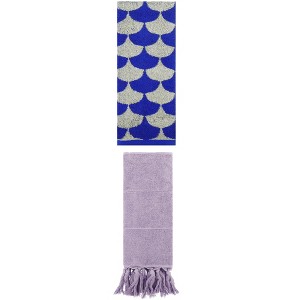 REGALWOVEN 2 Packs Cotton Geometric and Solid Absorbent Soft Hand Towel for Bathroom Kitchen - 1 of 4