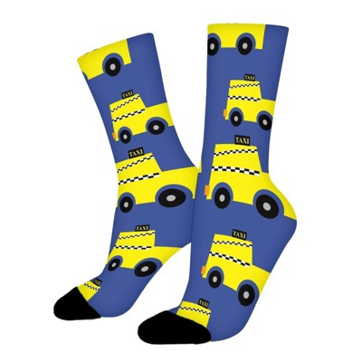 Yellow Taxi Women Printed Crew Socks Funny Funky Socks Soft Polyester Novelty Gifts for Artists Men