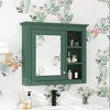 Bathroom Medicine Cabinet W/Mirror Door, Wall Mounted Bathroom Storage Cabinet, Bathroom Cabinet with 3 Open Shelves, Storage Medicine Cabinet, Green - 3 of 4