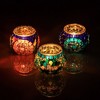 Kafthan 2.4 in. Handmade Blue and Turquoise and Multicolor Mosaic Glass Tealight Candle Holder (Set of 3) - 3 of 4