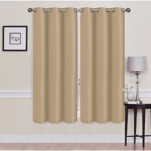 Solid Blackout Thermal Grommet Curtain Panels With Foam Backing (Set of 2) - 1 of 3