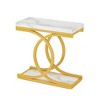 Resenkos Sofa Side End Table, End Table, Couch Table,Modern End Table, Faux Marble Side Table Bedside Accent Table,White & Gold - 2 of 4