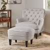 Light Gray Modern Fabric Club Fashion Upholstered Armchair and Matching Ottoman Set - 3 of 4