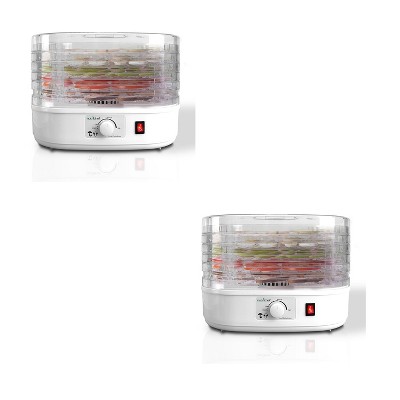 NutriChef PKFD06 Kitchen Countertop Electric Food Dehydrator Preserver Machine with Adjustable Temperature Control and 5 Stackable Tray Racks (2 Pack)