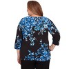 Floral Asymmetric Three Quarter Sleeve Top - 2 of 4