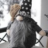 NAYSAYE Party Decoration and Accessories Fabric Sitting Gnome Figurine with Broomstick for Halloween Decor, Black and White, 6.3"*4.3"*25" - 4 of 4