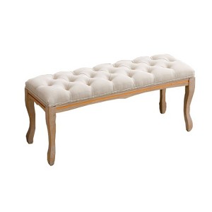 NicBex Modern 43.3" Bedroom Bench Wood Accent Stools with Button Tufted for Bedroom and Entryway - 1 of 4
