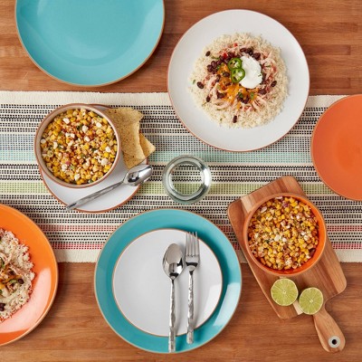 Infuse 12-Piece Orange and White Ceramic Dinnerware Set, Service for 4