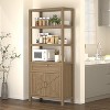 5 Tier Bookshelf, 71 In Tall Farmhouse Bookcase with 3 Open Shelves, 2-Door Cabinet and Drawer, Modern Wooden Dispaly Shelf Cabinet - 3 of 4