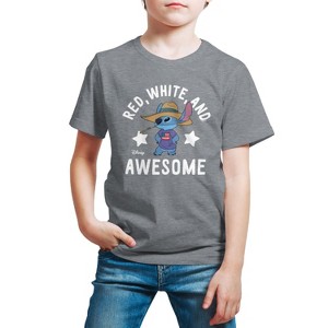 Boys' - Lilo and Stitch - Red White And Awesome Short Sleeve Graphic T-Shirt - 1 of 4
