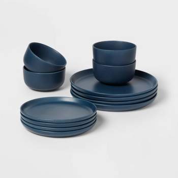 12pc Stoneware Tilley Dinnerware Set Blue - Threshold™