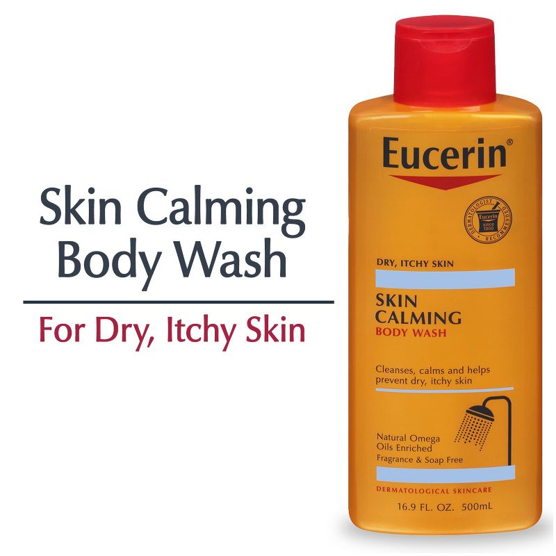 Eucerin Skin Calming Body Wash for Dry Itchy Skin - Unscented - 16.9 fl oz, 2 of 13