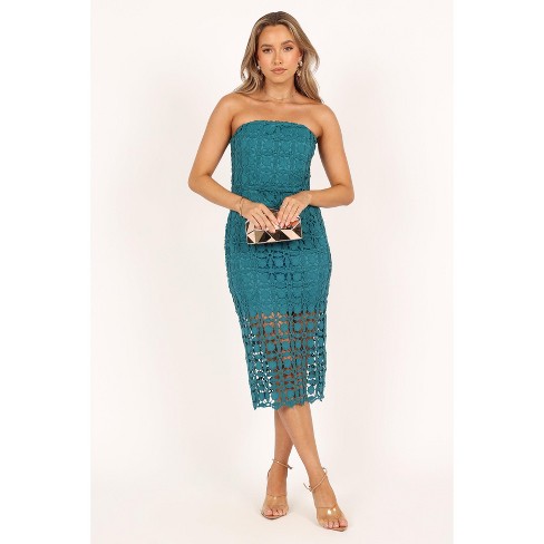 Petal And Pup Womens Candice Strapless Lace Midi Dress - Teal 16 : Target