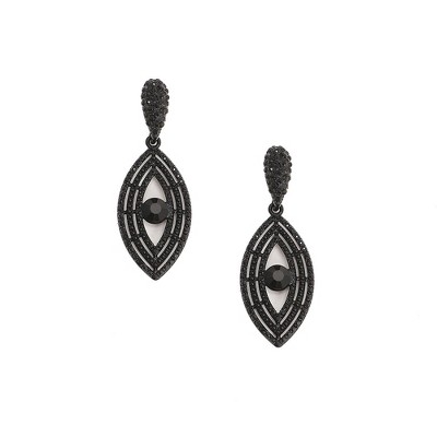 SOHI Women's Onyx Black Crystal Hanging Eye Drop Earrings