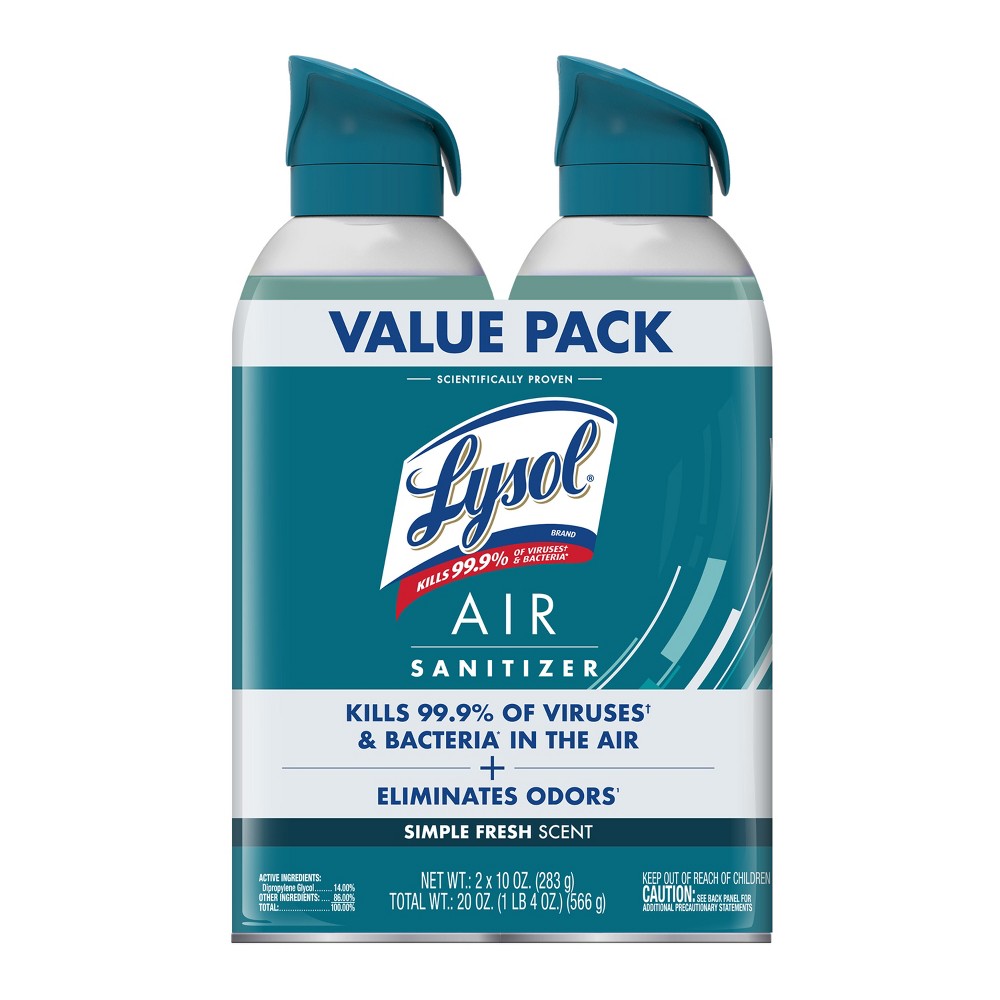 Lysol Air Sanitizer Spray - Simple Fresh - 10oz/2ct