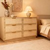 47" Natural Oak & Rattan 6-Drawer Dresser, Wood Chest with Metal Handles for Bedroom, Living Room, or Nursery Storage - 2 of 4