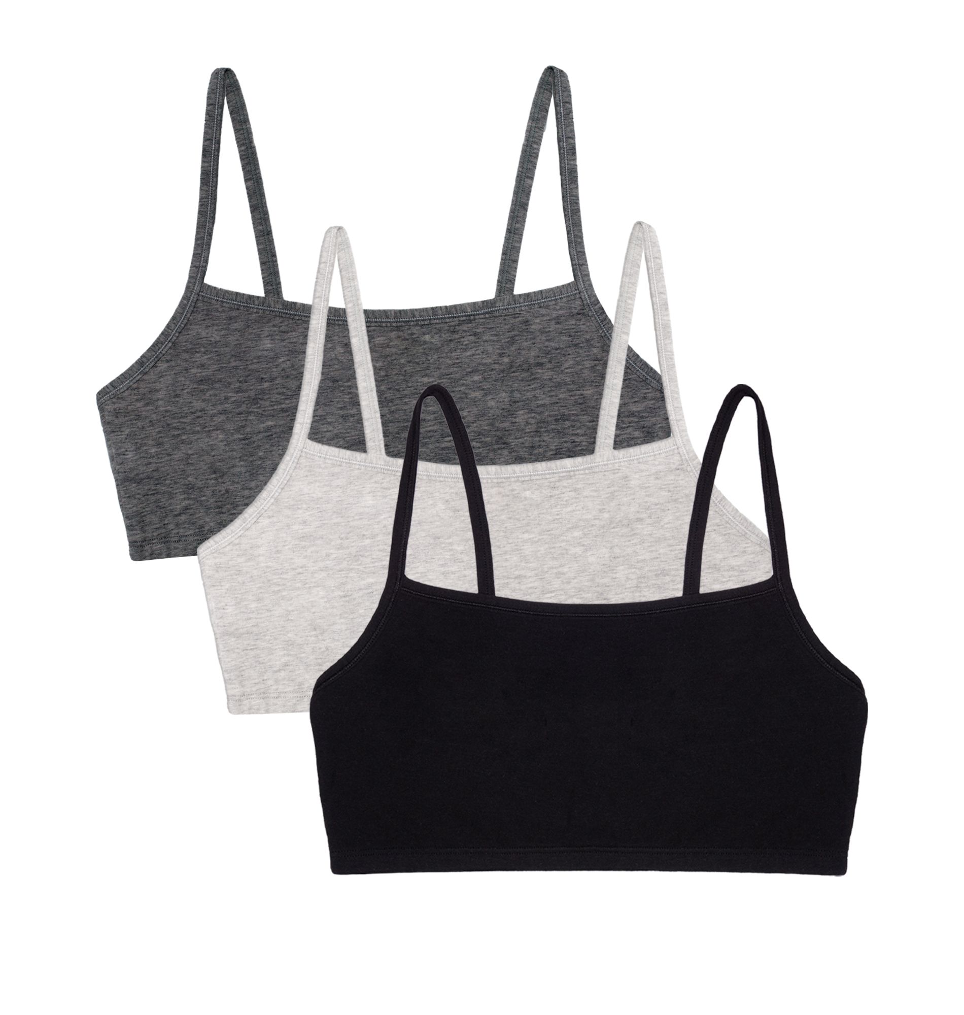 Fruit of the Loom Women's Spaghetti Strap Cotton Sports Bra 3-Pack