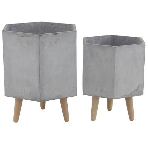 Costway 2 Metal Planter Pot Stand Modern Decorative Flowerpots Set With  Drainage Holes : Target