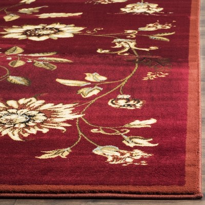 Lyndhurst Red and Multi Floral Synthetic Runner Rug, 2'3" x 8'