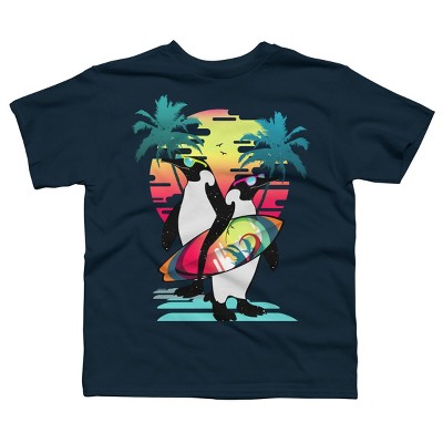 Boy's Design By Humans Penguin Summer Vacation By clingcling T-Shirt
