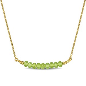 EVERLY JEWELRY | Yellow Plated Sterling Silver 5/8ct TGW Peridot Bead Bar Necklace, 16.5 inc + 2 inc - 1 of 4