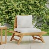 Outdoor Acacia Wood Patio Accent Chair with Cushion,Slatted Design Armless Club Chair,Lounge Chair For Patio Deck Garden-Coolbibila - 3 of 4
