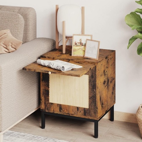Tangkula Wooden End Table Nightstand W/storage Shelf And Drawer For Livng  Room Rustic Brown : Target