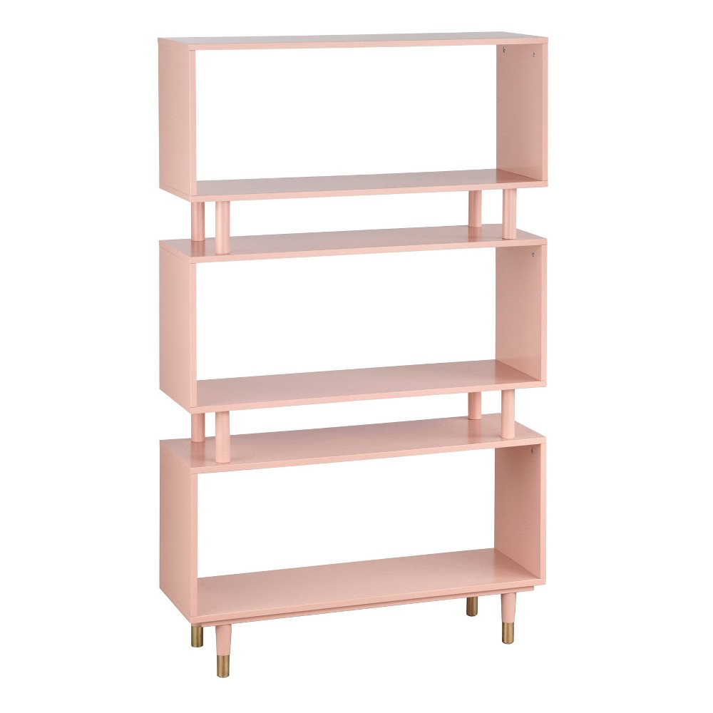 Photos - Garden & Outdoor Decoration Buylateral 59.5" Margo Mid Century Modern Open Shelves Bookshelf Pink: Modern 3-Tier Storage, Laminated MDF, Fixed Open Shel