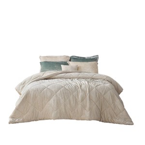 Gulches Twin Twin XL Champagne Velvet 3 Piece Duvet Cover Set with Pillow - 1 of 4