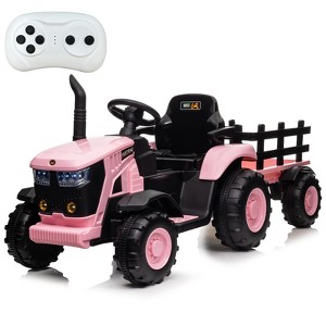 Kids Ride On Tractor, 12V Ride On Toy Car with Remote Control, Electric Vehicles Toy with LED Headlights & USB - 1 of 4