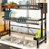Racxily 2 Tier Countertop Dish Storage Drain Rack, Etractable Kitchen Sink Dish Rack, Kitchen Drainer Tableware Organizer Set - 2 of 4