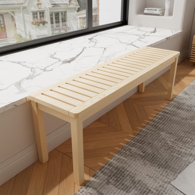 Busaurus 52" Solid Wood Shoe Bench for Entryway, Bedroom, or Hallway ¨C Modern Design Storage Bench for Foyer, Closet, Front Door, Living Room