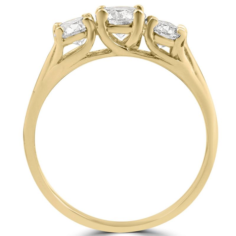 Pompeii3 1ct Three Stone Diamond Engagement Womens Anniversary Ring 14k Yellow Gold, 2 of 6