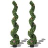 4 Ft/5 Ft Spiral Boxwood Topiary Trees, Artificial Plants for Home Office, Indoor, Garden (2 Pcs) - 2 of 4