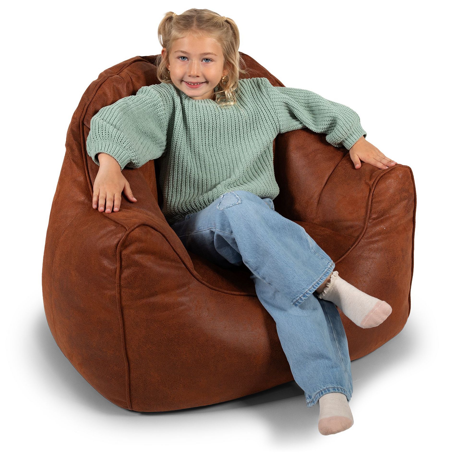 Big Joe Hug Bean Bag Chair, Tan, Vegan Suede, Kids and Teens, 3 feet