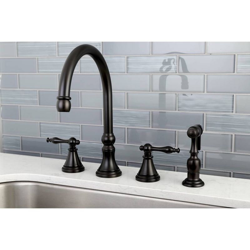 Widespead 4-Hole Solid Brass Kitchen Faucet Oil Rubbed Bronze - Kingston Brass, 3 of 5
