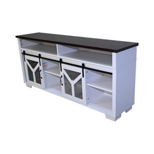 Sapphtopaz 65.3" Modern TV Stand for TVs Up to 69" LED Console Table with Sliding Barn Door & Open Shelves Farmhouse TV Stands for Living Room - 1 of 4