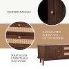 Angel Sar Rattan TV Stand for 75 Inch TV with 2 Large Drawers, Sliding Doors, Media Console with Solid Wood Legs, - 4 of 4