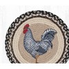 Earth Rugs Round Placemat – Black & White Rooster Print, Hand-Stenciled Jute, 15" Farmhouse Country Table Accent - 3 of 3