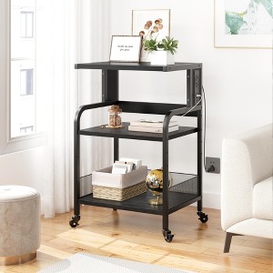 Heavy-duty 3-tier printer stand with storage, wheels, power strips, adjustable shelves, mobile cart, 150 lbs capacity, for office/home - 1 of 4