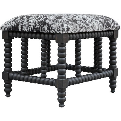Uttermost Rancho 22 1/2" Wide Gray and White Faux Cow Hide Small Bench