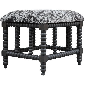 Uttermost Rancho 22 1/2" Wide Gray and White Faux Cow Hide Small Bench - 1 of 1