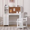 Kids Desk and Chair Set with Storage Shelves, Wooden School Learning Desk Set Writing Table with Cork Board for Boys & Girls, White - 3 of 4