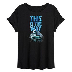 Women's - Star Wars - The Mandalorian This Is The Way Hyperspace Oversized Graphic T-Shirt - 1 of 4