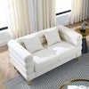 AENKYO 60" Oversized 2-Seater Loveseat Sofa, Modern Teddy Fabric for Living Room, Comfortable Deep Seating, Orange - 2 of 4